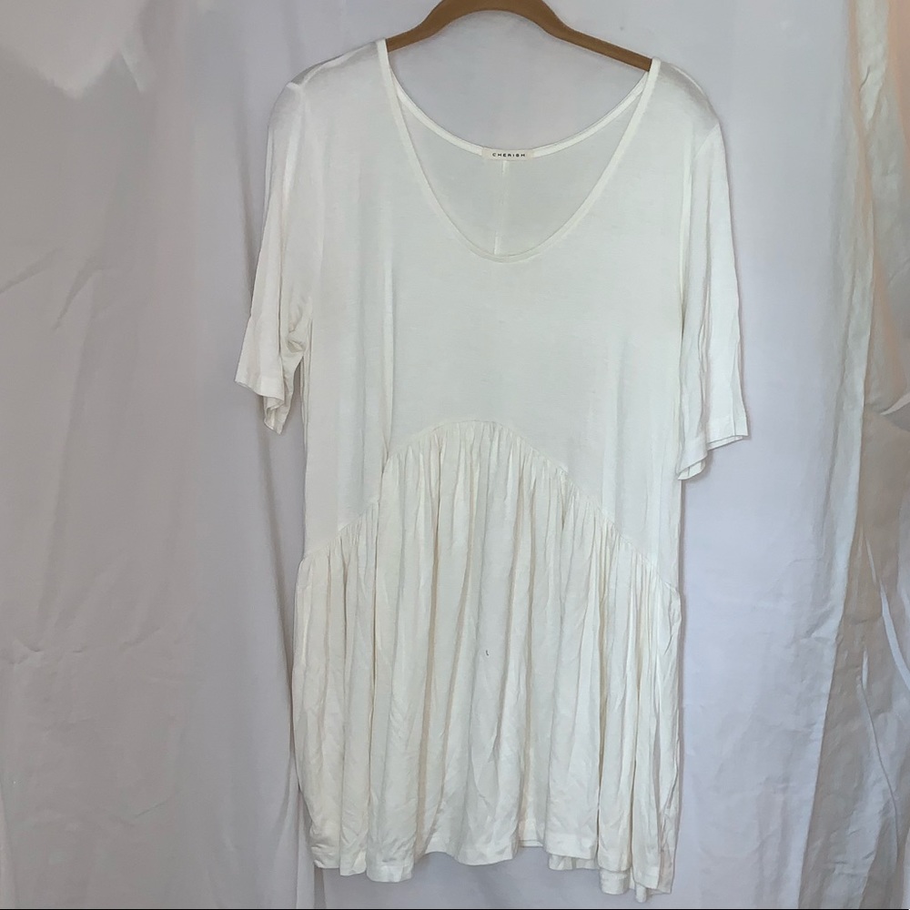 Cream ruffled loose top
